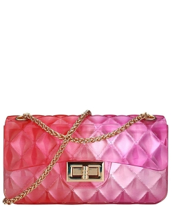Quilted Style Matte Jelly Small Crossbody Bag 7032 ROSERED